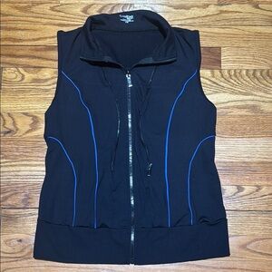 Bebe Sport Y2K Black and Blue Women's Zip-Up Vest L